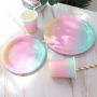 Custom gradient color marble paper round 7inch 9inch plates for party kids birthday club bar Tableware and Decorations 