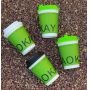 Custom 12oz Green paper Coffee Cups Disposable Paper Coffee Cups With green Lids