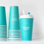 Custom tiffany Printed Disposable Paper Coffee Cups Recycled Blue Milk Tea Hot Coffee Takeaway Paper Cups With Logo
