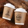 Customized brown Printed 12oz Eco-Friendly Disposable Cup Double Wall Paper Bulk Coffee Cups Set for Coffee Shop